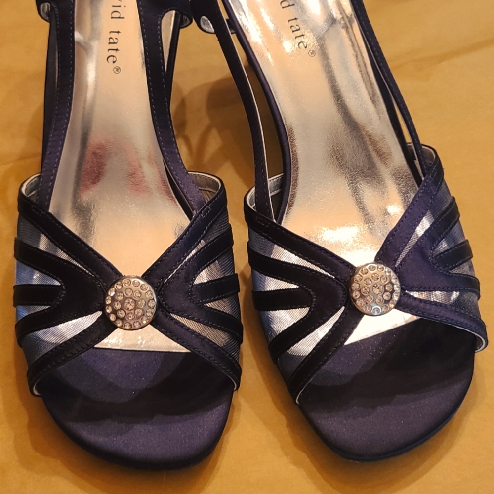 Navy dress sandals, size 9.5W David Tate